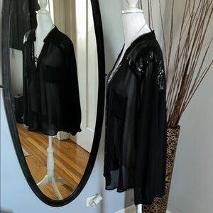 Torrid.Chic Black Sheer Blouse